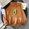 Warm Sporty Avocado-Print Hoodie for Women - Polyester Sweatshirt with Vibrant Cartoon Avocado Design - Sizes: S-XXL