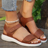 Stylish Women's Low Heel Beach Sandals in White/Black/Light Brown - Size 36-43 - Velcro Fastening - PU Material - Rubber Sole