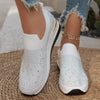 Women's Lightweight Breathable Mesh Slip-on Sneakers in Multiple Colors with Rhinestones, Sizes 37-44