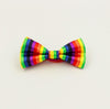 Unisex Vibrant Rainbow Bowtie for Festive & Casual Wear - 100% Polyester Stripe Design - Adjustable Strap - Versatile & Stylish Look