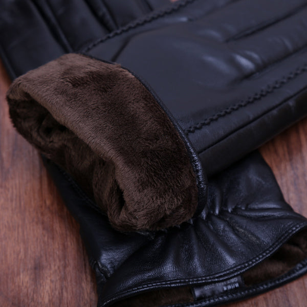 Men's Premium Goatskin Leather Gloves with Warm Flock Lining, Medium Large XL Sizes