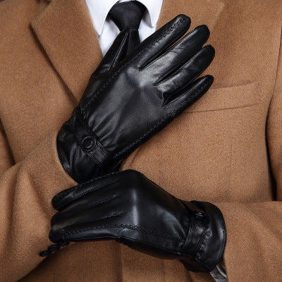 Premium Men's Goatskin Leather Gloves with Warm Flock Lining | Winter Luxury Gloves