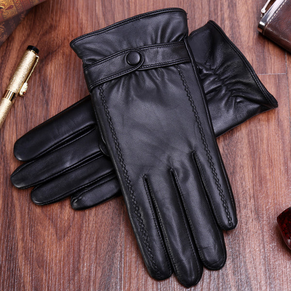 Men's Premium Goatskin Leather Gloves with Warm Flock Lining | Winter Luxury Gloves in M L XL Sizes