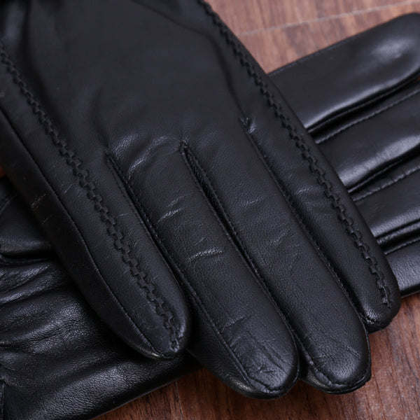 Men's Premium Goatskin Leather Gloves with Warm Flock Lining | Winter Luxury Gloves for Men | Sizes M L XL