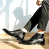 Classic Mid Top Leather Boots for Men in Black - Vintage Style & Comfort with Cowhide Leather & Rubber Sole - Sizes 37-46.
