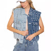 Chic Denim Vest for Women - Blue Loose Cardigan Style - Summer Fashion Trend - 40cm Short Length