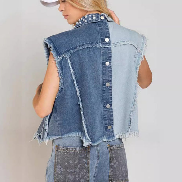 Chic Denim Vest for Women - Blue Short Cardigan Style