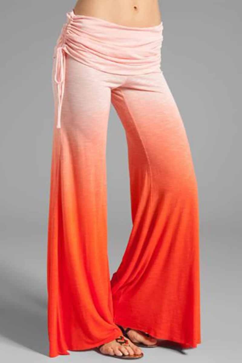 Women's Printed Casual Micro-pull Drawstring Trousers Wide-leg Pants