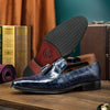 Premium British Blue Leather Casual Business Shoes with Durable Rubber Sole