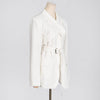 Elegant Solid Color Women's Suit Coat in White, High-Quality Polyester, Sizes L-XL, Office & Casual Style.