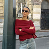 Burgundy Knitted Long-Sleeve Top for Women with Polyester Fabric - Casual and Formal Wear - Pullover Style - Premium Quality.