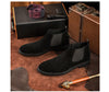 Warm Men's Leather Boots with Light Sole - Black Velvet Winter Shoes