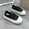 Chic Fall Platform Sneakers for Women in Beige, Khaki, and Black - Mesh Lining, Lace-Up Design, Mid-Heel, PU Material