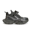 Classic Casual Sneakers 'Raise The Bottom' in Leather - Gray Silver and Gun Gray Color Options, Cross Strap Design