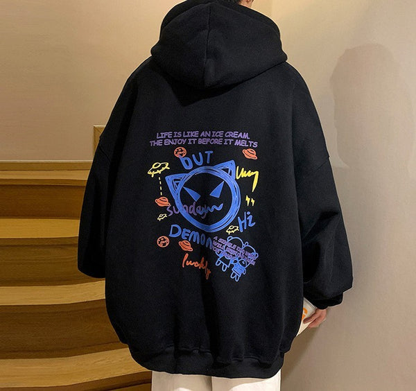 Men's Hooded Sweater - Padded Velvet Loose Pullover - Winter Fashion Coat