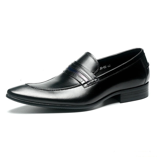 Men's Low-Heel Leather Loafers in Black and Wine Red - Stylish, Comfortable, Genuine Cowhide - Sizes 37-44 Available