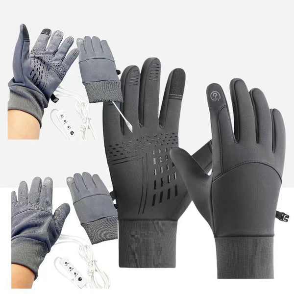 Touchscreen Electric Heating Cycling Gloves - Non-slip, Waterproof & Windproof Winter Gear, USB Rechargeable.