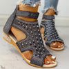 Elegant Women's Rhinestone Open Toe Wedge Sandals