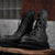 Trendy Men's Mid-Top Leather Platform Boots in Black - Korean Style PU Leather Shoes with Comfortable 3-5CM Heel