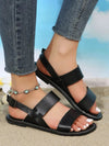 Women's Plus-Size Flat Sandals in Black, Red, Beige, or Brown with Round Toe, Buckle, and Waterproof Platform