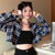 Trendy High-Waist Sunscreen Plaid Shirt Coat in Vibrant Blue and Black