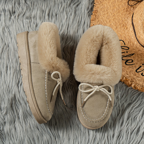 Women's Bow-Decorated Warm Snow Boots in Black - Stylish & Cozy Fashion Footwear for Winter