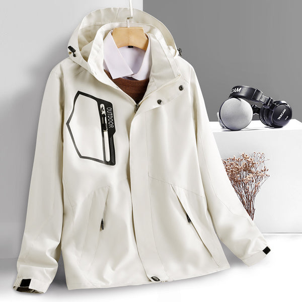 Lightweight Weather-Resistant Shell Jacket for Outdoor Activities in Polyester - Waterproof Cardigan Style, Large Sizes, All-Weather Gear.