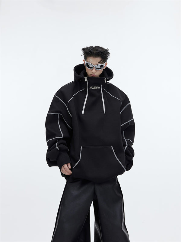 Premium Men's 3D Fleece Hoodie in Deep Charcoal Gray - Streetwear Chic & Cozy Style
