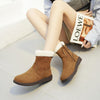 Women's Retro Style Winter Cotton-Padded Shoes in Black - Flat-Heel Mid-Calf Boots for Women - Side Zipper, Warm Lining.