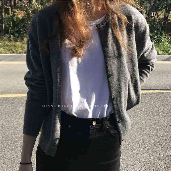 Stylish Thickened Velvet Cardigan in Dark Gray - Women's Winter Sweater