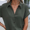 Elegant Women's Buttoned Lapel Shirt - Short Sleeve - Casual Wear - Asian Sizes - Color Variation - Women's Fashion