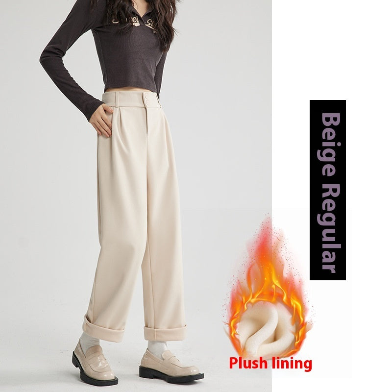 Autumn And Winter Thick Suit Woolen High Waist Slimming Drooping Straight Loose Casual Pants