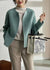 Chic Matcha Cotton Cardigan Top with Round Neck - Loose fit, Regular Sleeve - Artistic Casual Style - M, L, XL, 2XL, 3XL