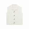Chic Vintage-Style Diamond-Lattice Cotton-Blend Vest for Women - Creamy-White.