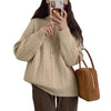 Women's Chic Cable-Knit Half-Zip Pullover Sweater in Pink