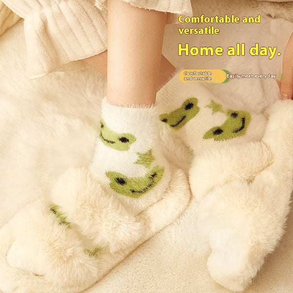 Women's Cozy Mink Fur Cartoon Animal Sleep Socks in Various Designs
