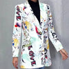 Stylish Printed Slim-Fit Casual Jacket in Various Colors - Premium Polyester Women's Coat with Long Sleeves