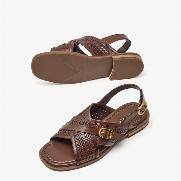 Elegant Cross Strap Flat Sandals - Women's Summer Fashion | Comfortable & Stylish Casual Shoes with Unique Design & Low Heel