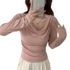 Chic One-Shoulder Long Sleeve Top, Cold-Shoulder Style, Polyester Fabric, Trendy Fall Fashion