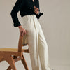 Men's Off-White Linen Trousers Straight Leg Fit - High Waist, Polyester Hemp Blend - Casual & Formal Wear Comfort.