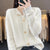 Vintage-Style Twisted Wool Cardigan for Women in White, Pink, Camel - Jacquard Weave, Thick Wool, Retro Chic - Long Sleeve Women's Outerwear