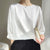 Women's Mulberry Silk Satin Cropped Top - Chic Ice Silk Shirt - 3/4 Sleeve - Multiple Colors - Loose Fit Fashion