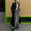 Mid-Length Leather Windbreaker Coat, Industrial Style, Polyester, Multiple Colors, Long Sleeve Coat