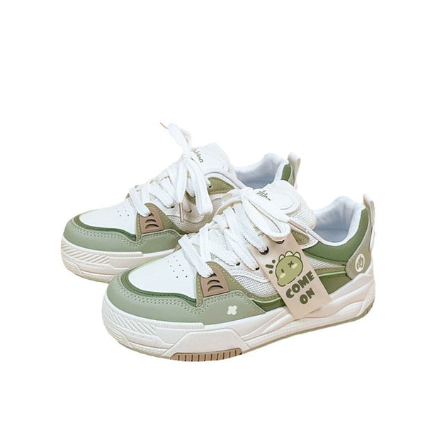 Chic Hong Kong Dad-Style Green Platform Sports Shoes for Women
