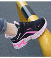 Waterproof Kids' Casual Sneakers in Leather, Unisex Design - Black or Pink, All-Season Wear, Breathable, Lightweight - Sizes 27 to 40