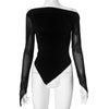 Elegant one-shoulder pleated black top for women, stylish and chic fashion piece.