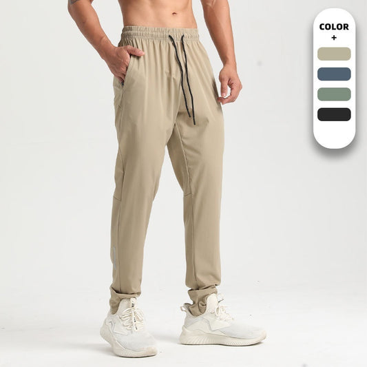 Breathable Men's Woven Sports Trousers in Classic Black - Leisure & Fitness Apparel, Quick-Drying Nylon Fabric - M to 4XL Sizes