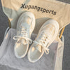 Japanese Style Beige Canvas Board Shoes with Chunky Sole, Women's Casual Footwear