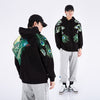 Men's Cotton Hooded Sweater with Peacock Embroidery in White and Black