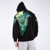 Men's Cotton Hooded Sweater with Peacock Embroidery in White and Black